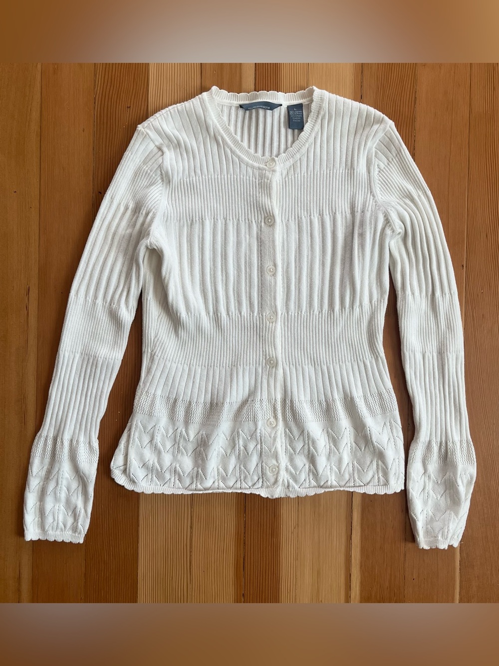 Hillard and Hanson high neck button down white knit sweater
